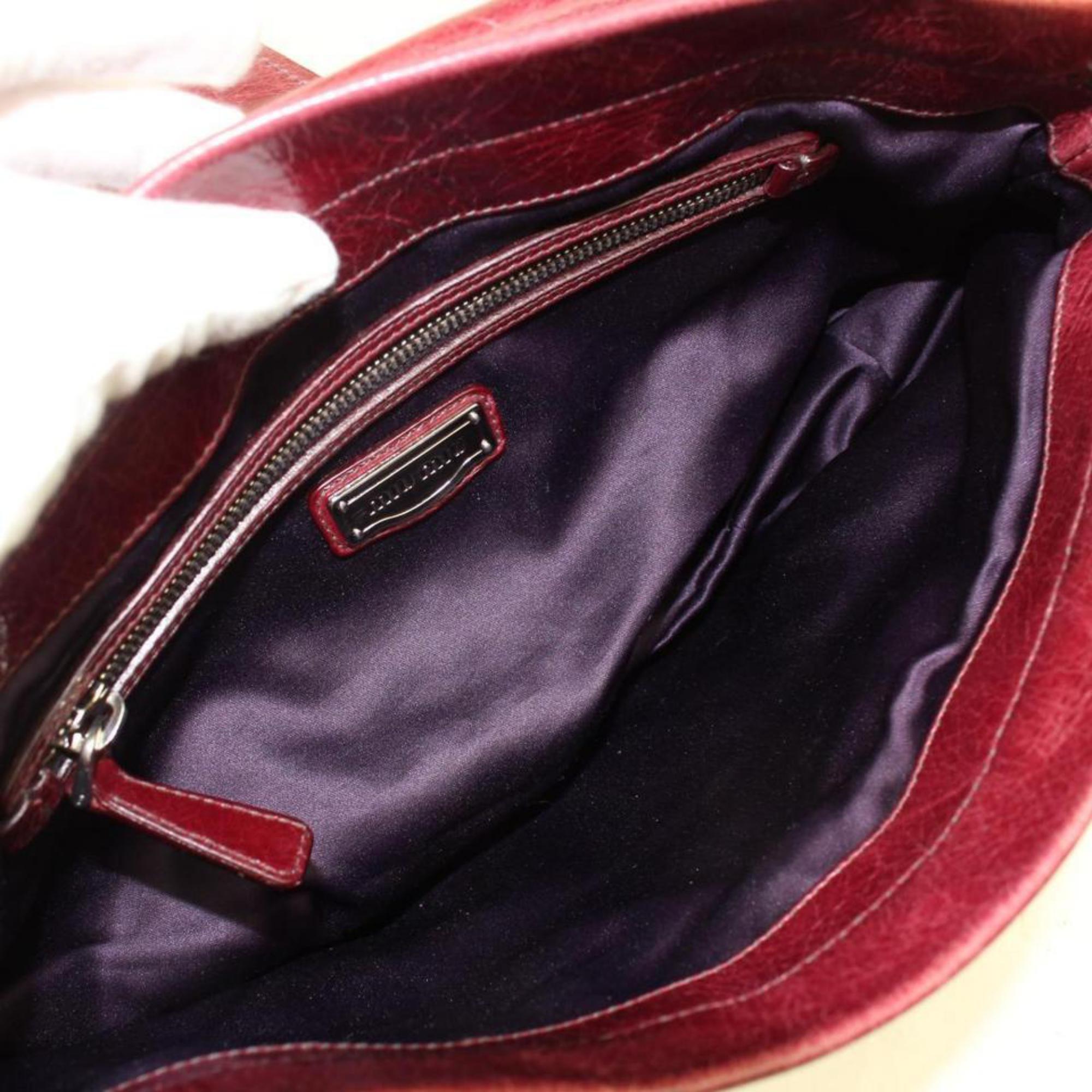 Women's Miu Miu Cinched Hobo 2189935 Bordeaux Leather Satchel For Sale