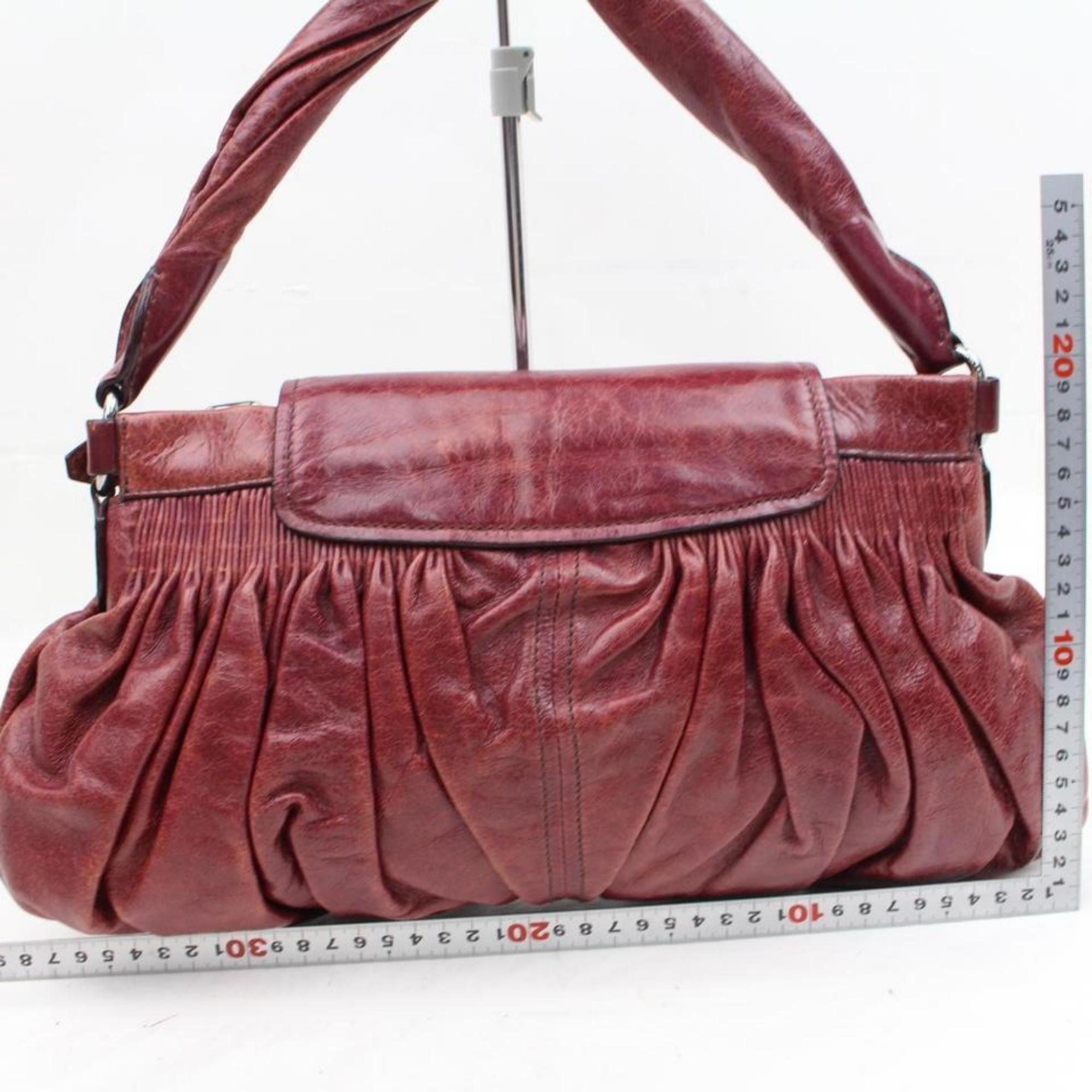 Miu Miu Cinched Hobo 2189935 Bordeaux Leather Satchel For Sale 1
