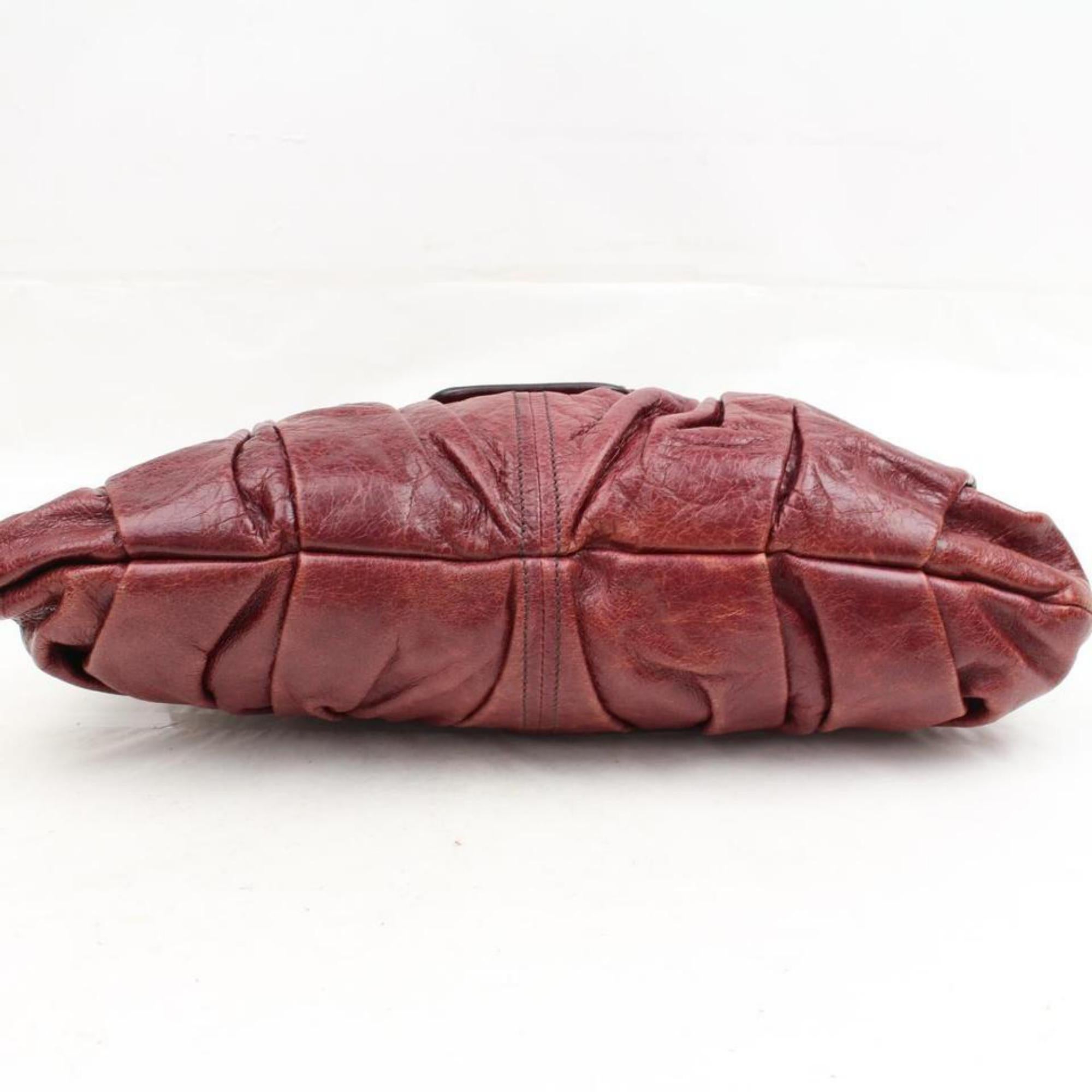 Miu Miu Cinched Hobo 2189935 Bordeaux Leather Satchel For Sale 2