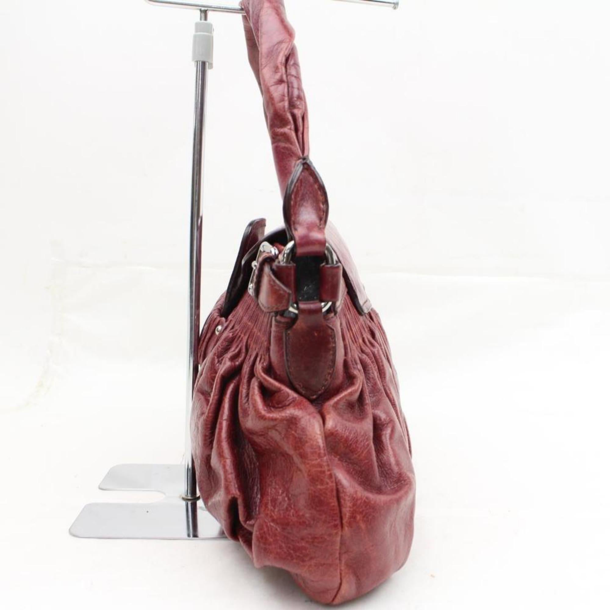 Miu Miu Cinched Hobo 2189935 Bordeaux Leather Satchel For Sale 3