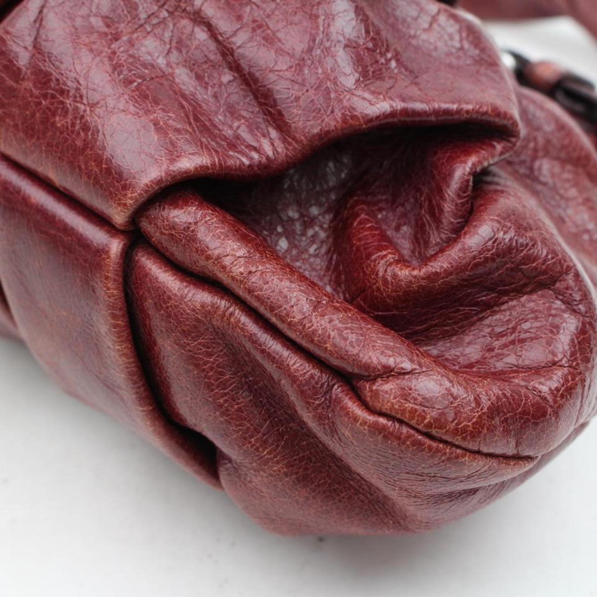 Miu Miu Cinched Hobo 2189935 Bordeaux Leather Satchel For Sale 4