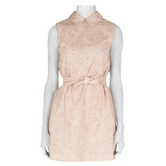 Miu Miu Cipria Pink Tela Paisley Print Cotton Belted Sleeveless Shift Dress S