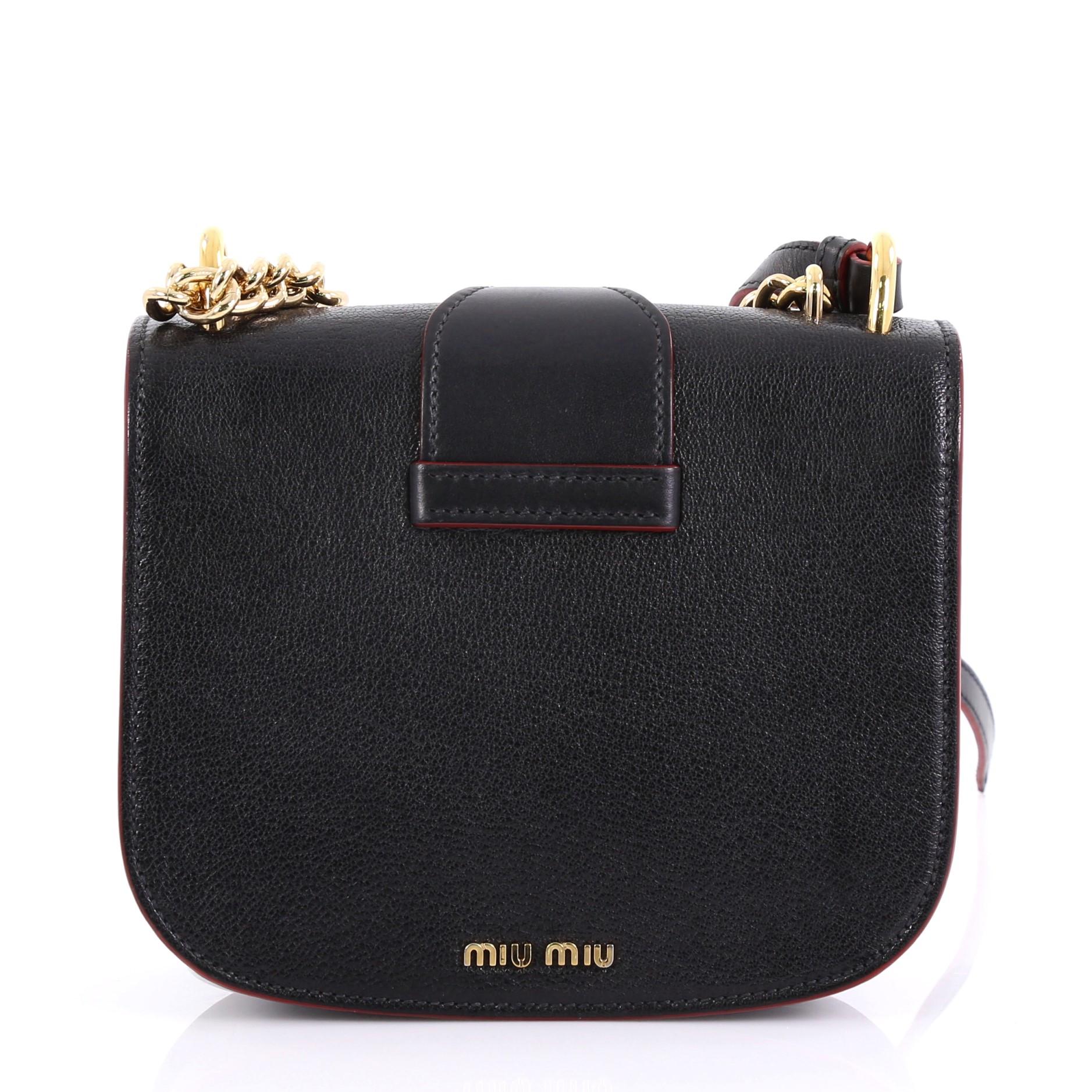 Miu Miu Classic Lock and Chain Handbag Leather In Good Condition In NY, NY