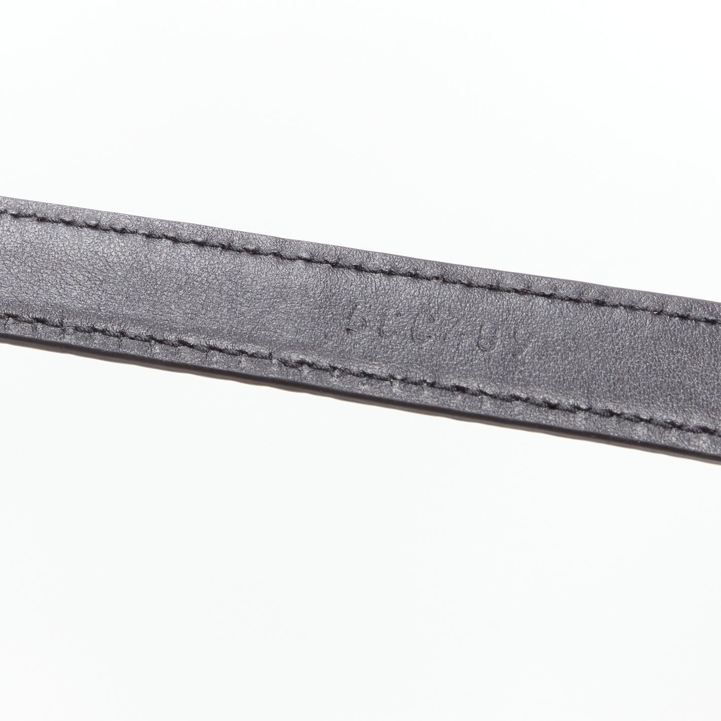 MIU MIU clear oversized crystal buckle black leather skinny belt 30