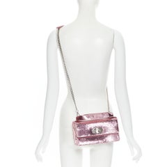 MIU MIU Cleo pink sequins silver chunky chain flap shoulder bag