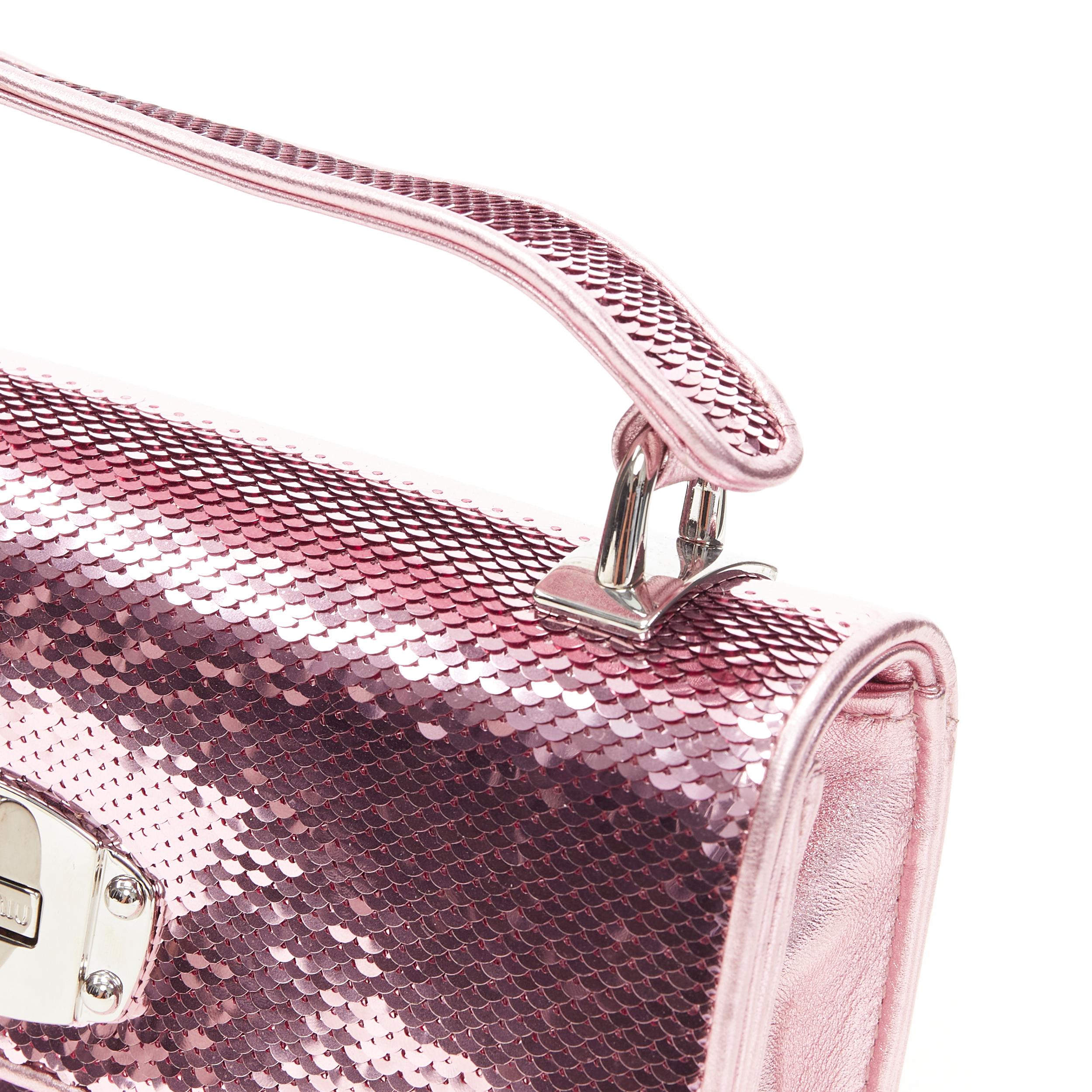 MIU MIU Cleo pink sequins silver chunky chain flap shoulder bag 1