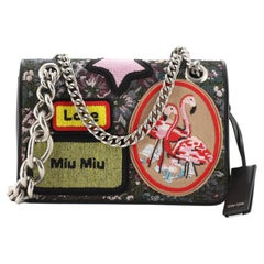 Miu Miu Club Shoulder Bag Jacquard with Patch Applique Medium