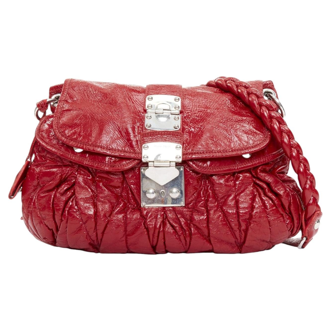 2000S miu miu Red Flower Cutout Leather Shoulder Bag at 1stDibs