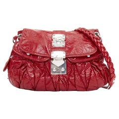 MIU MIU Coffer Hobo red Matelasse patent leather quilted crossbody bag