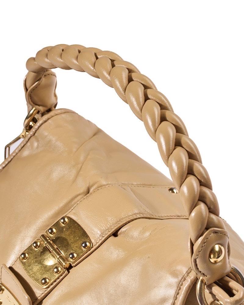 Miu Miu Coffer Large Groffata Beige Borsa a spalla For Sale 5
