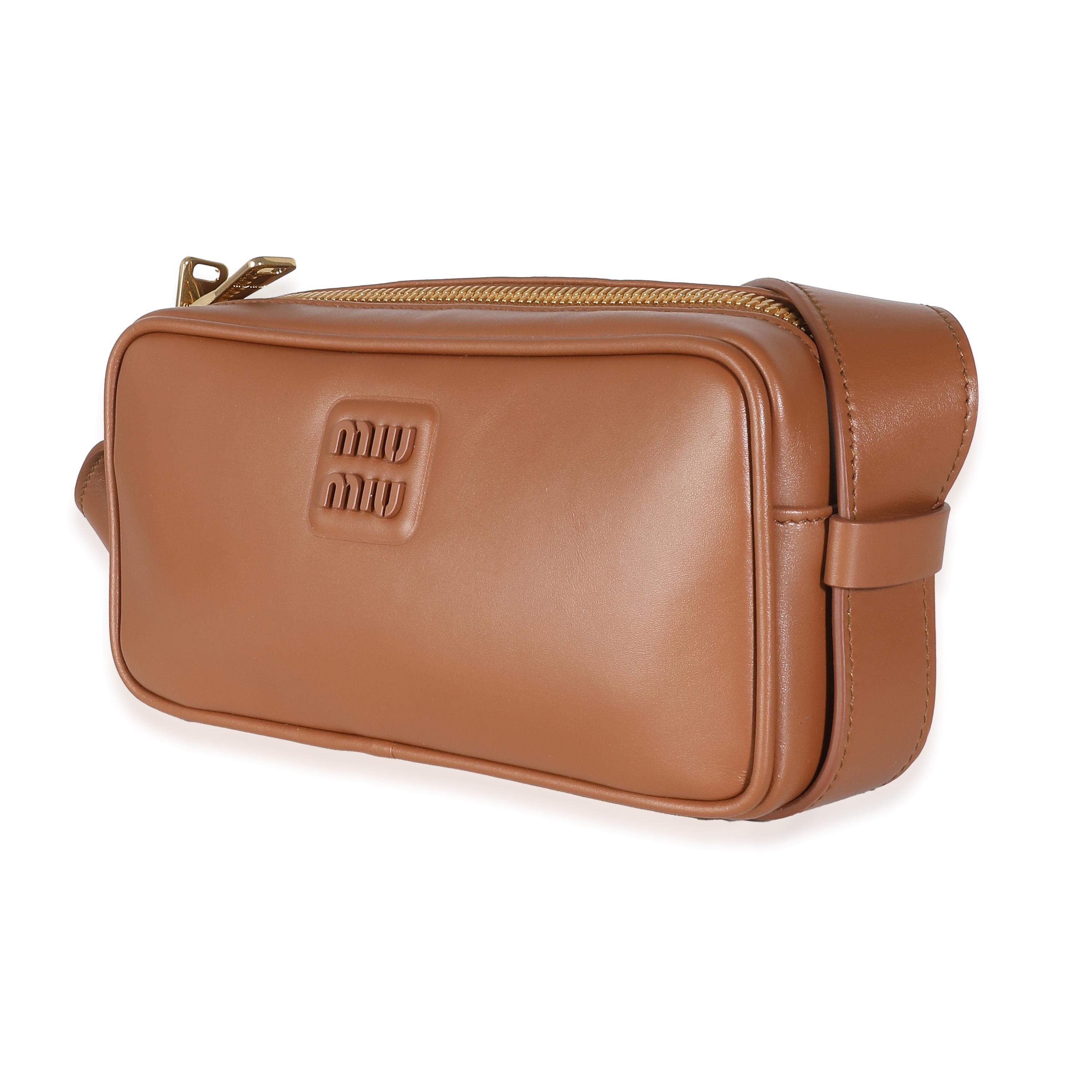 Brown Miu Miu Cognac Calfskin Arcadie Bag For Sale