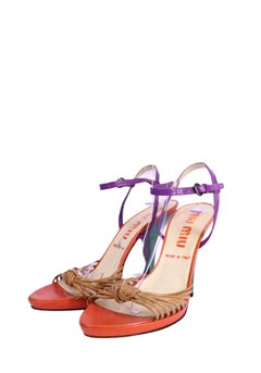 Miu Miu Colorblock Leather Heeled Sandals - EU 37