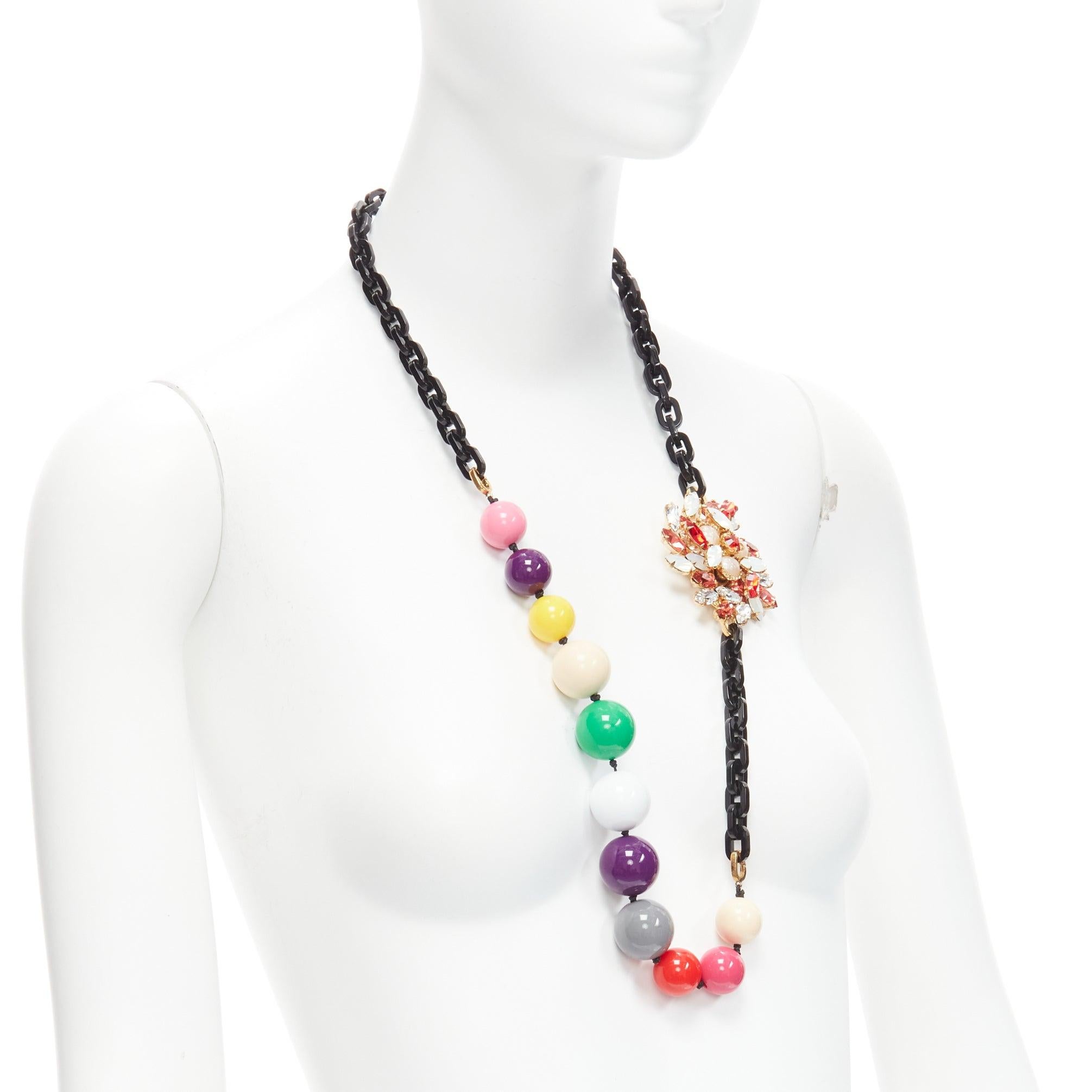 MIU MIU colourful acrylic balls red crystal chain statement necklace In Excellent Condition In Hong Kong, NT