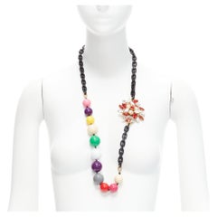 MIU MIU colourful acrylic balls red crystal chain statement necklace