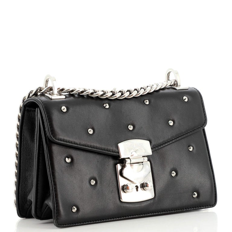 Miu Miu Confidential Crossbody Bag Studded Leather Small For Sale at