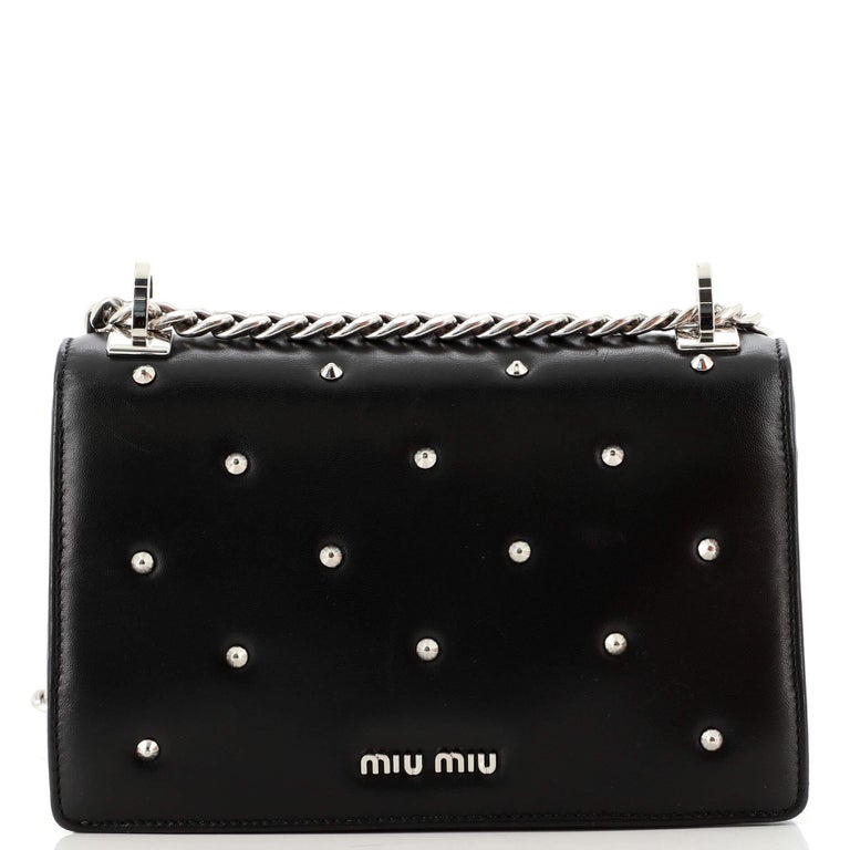 Miu Miu Confidential Crossbody Bag Studded Leather Small For Sale at