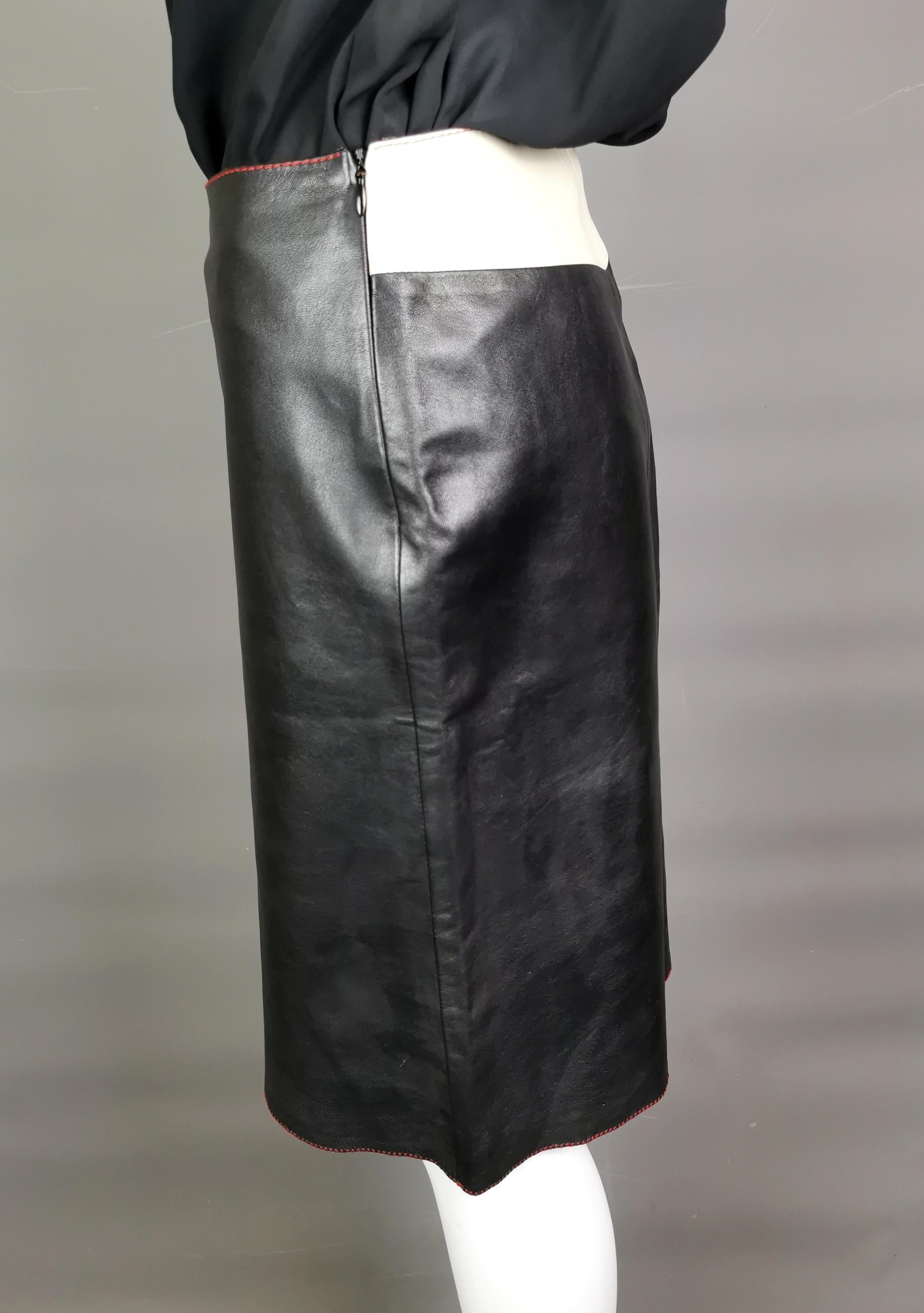 Miu Miu contrast leather midi skirt  For Sale 6