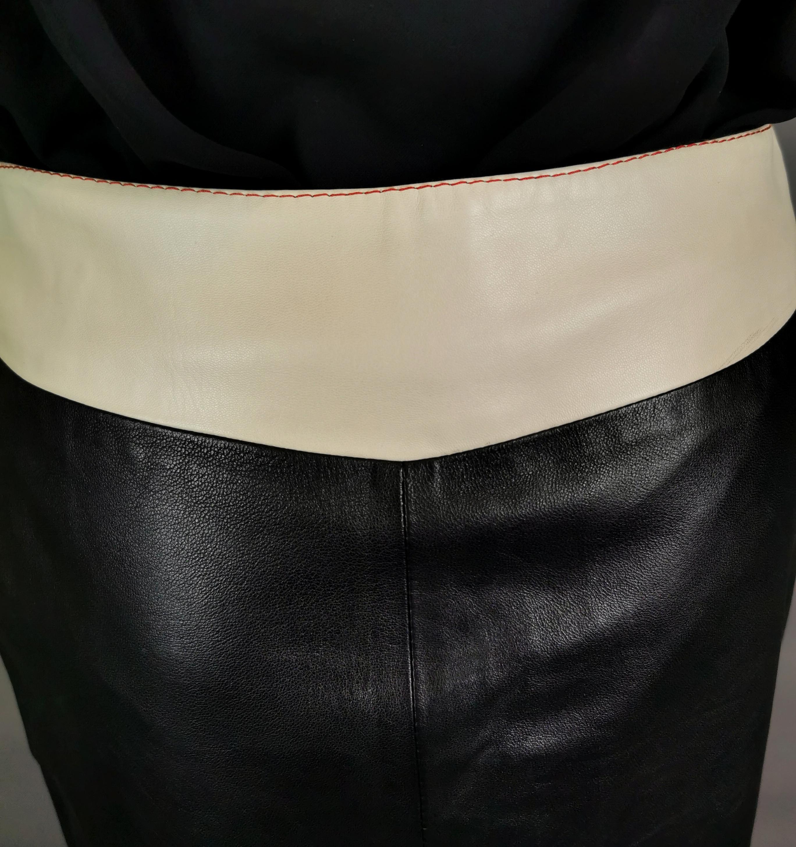 Miu Miu contrast leather midi skirt  For Sale 8