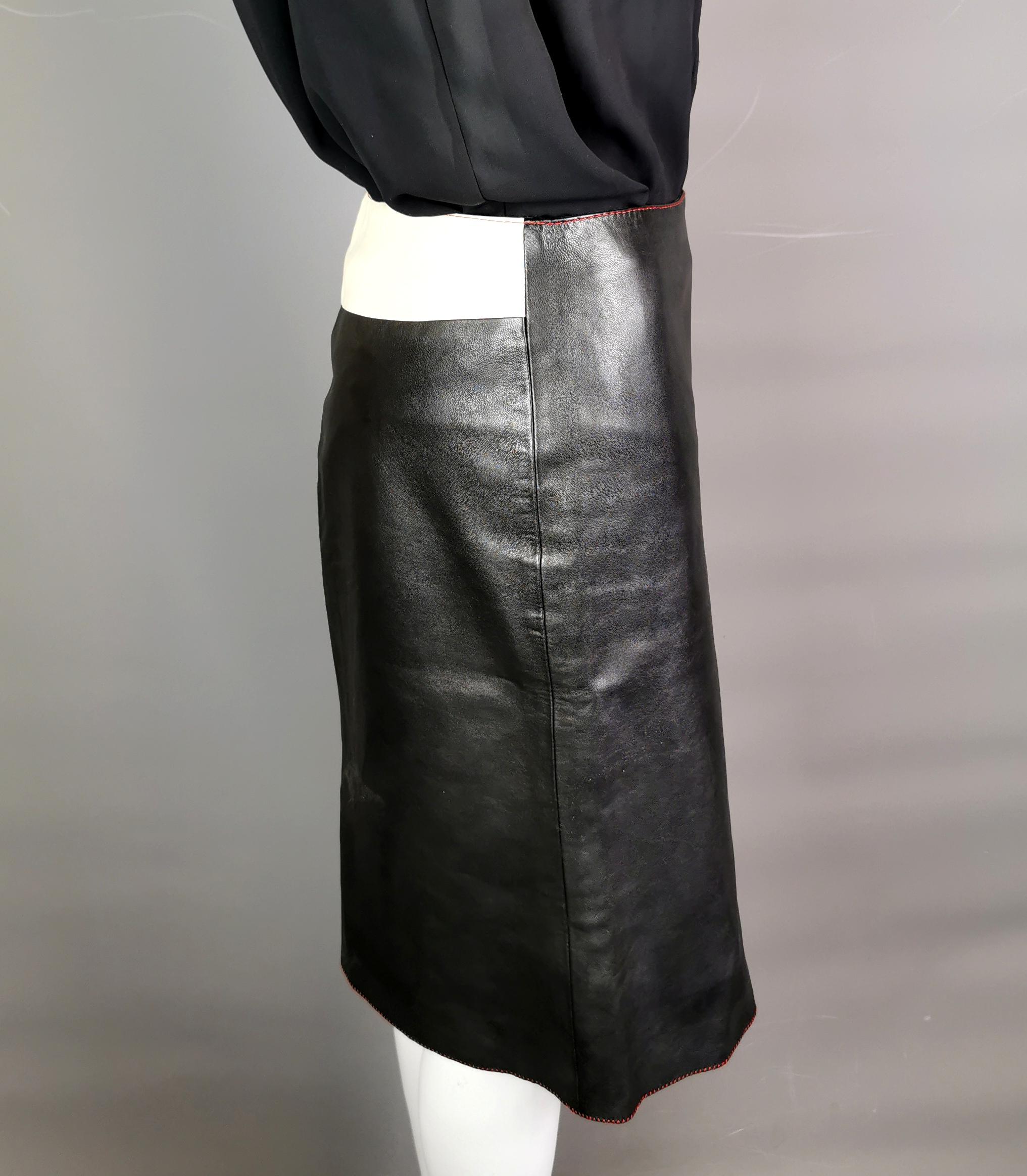 Miu Miu contrast leather midi skirt  For Sale 10
