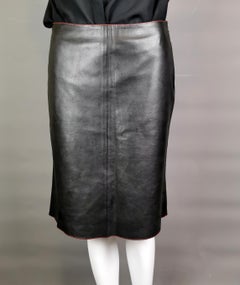 Jupe midi en cuir contrasté Miu Miu