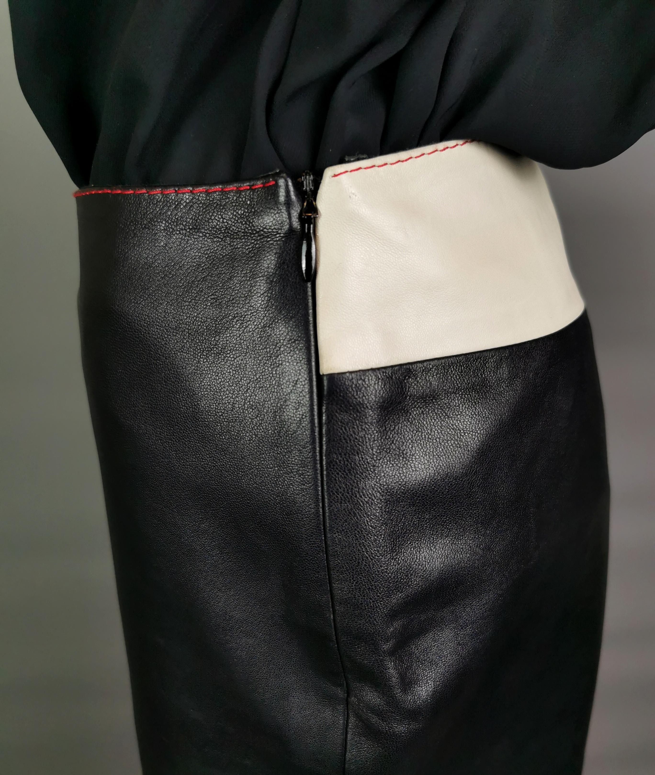 Miu Miu contrast leather midi skirt  For Sale 1