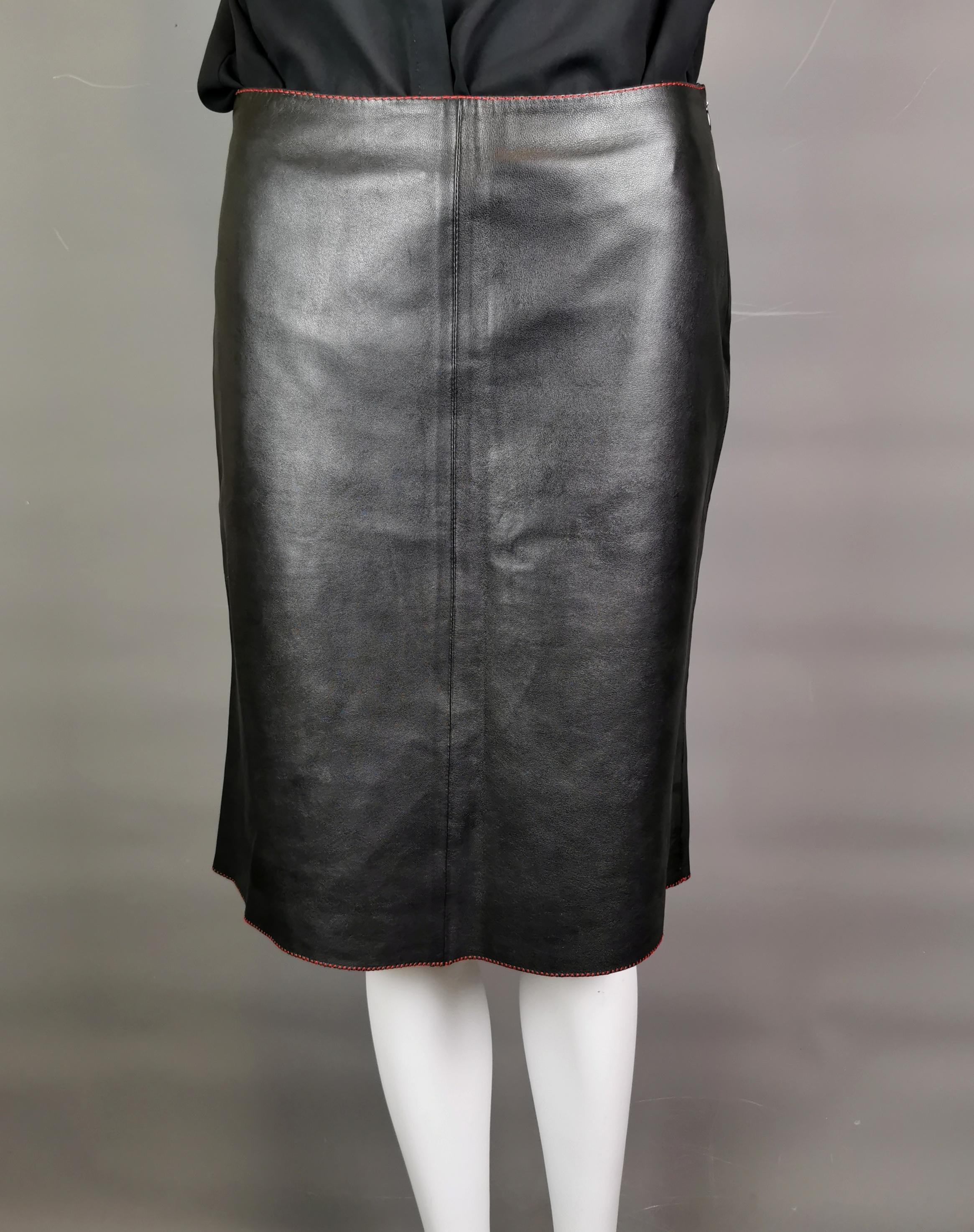 Miu Miu contrast leather midi skirt  For Sale 2
