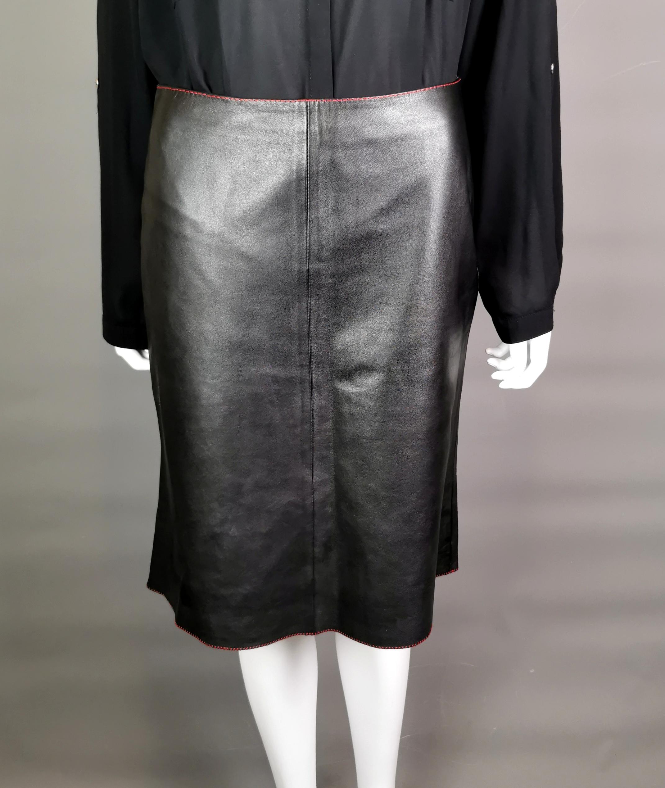 Miu Miu contrast leather midi skirt  For Sale 3