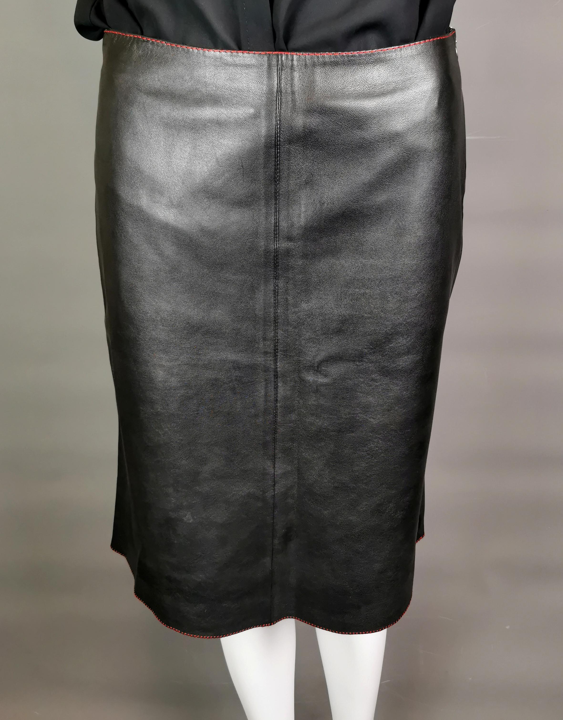 Miu Miu contrast leather midi skirt  For Sale 5