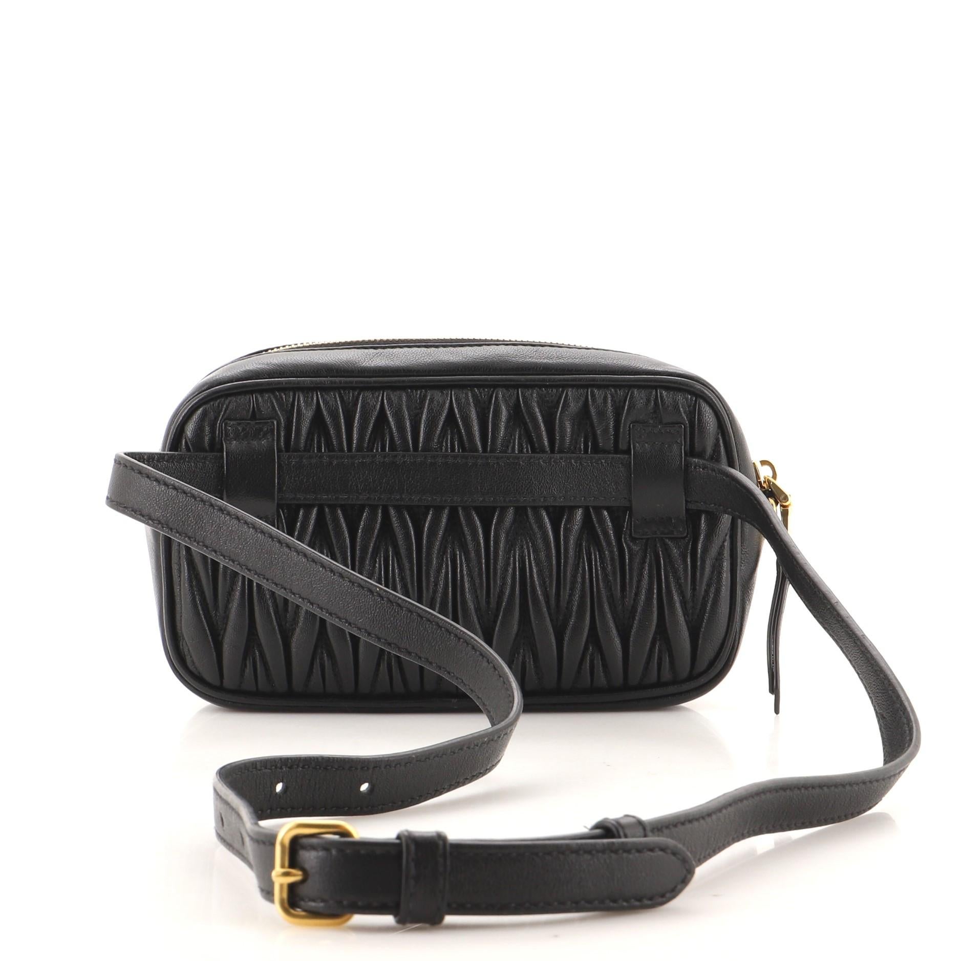 Black Miu Miu Convertible Belt Bag Matelasse Leather Mini