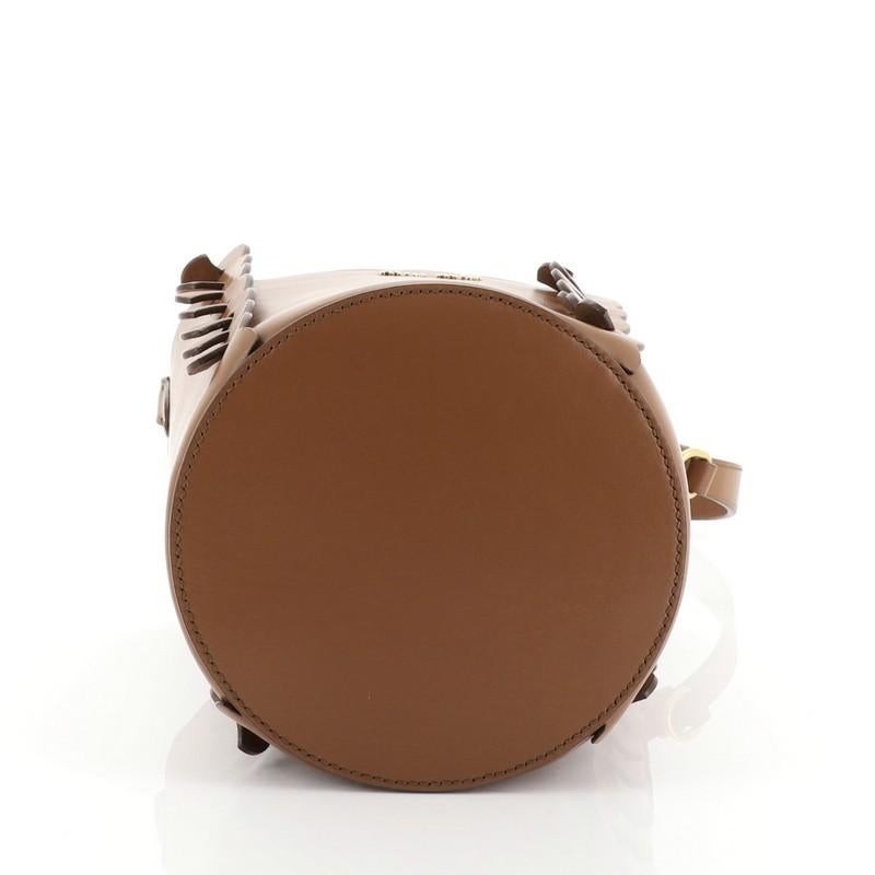 Brown Miu Miu Convertible Bucket Bag Leather with Applique Small