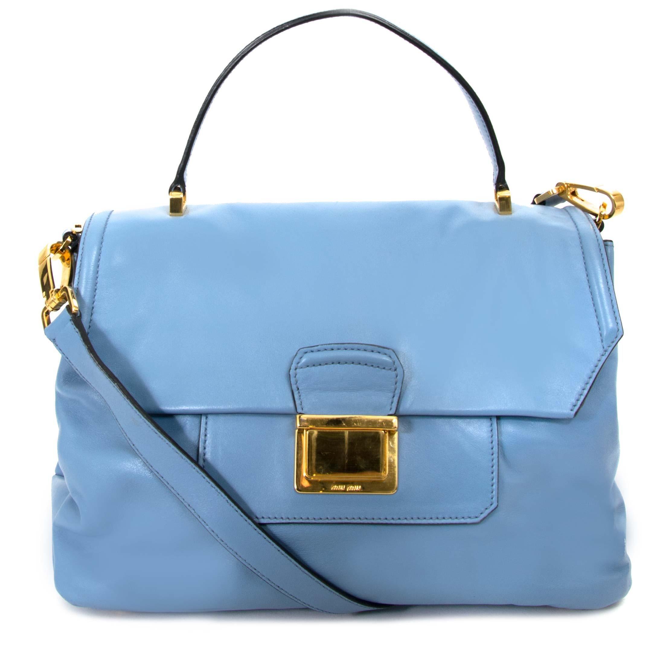 Bleu Sac à rabat convertible Vitello Soft Medium Miu