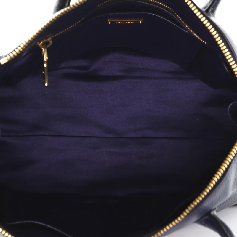 Miu Miu Convertible Madras Side Zip Satchel Grainy Leather Small In Good Condition In NY, NY