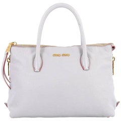 Miu Miu Convertible Madras Side Zip Satchel Grainy Leather Small