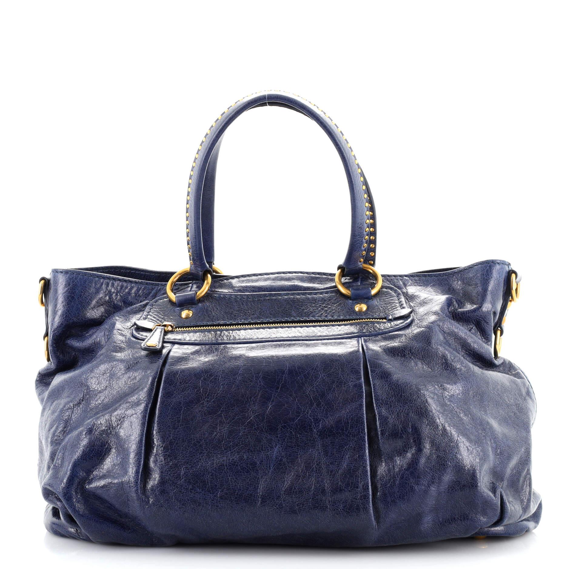 Miu Miu Convertible Tote Vitello Shine Large In Good Condition In NY, NY