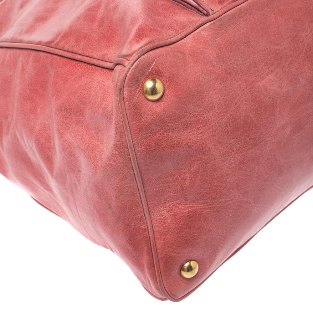 Women's Miu Miu Coral Cracked Leather Satchel
