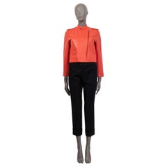 MIU MIU coral red orange leather EPAULETTES BIKER Jacket 42 M