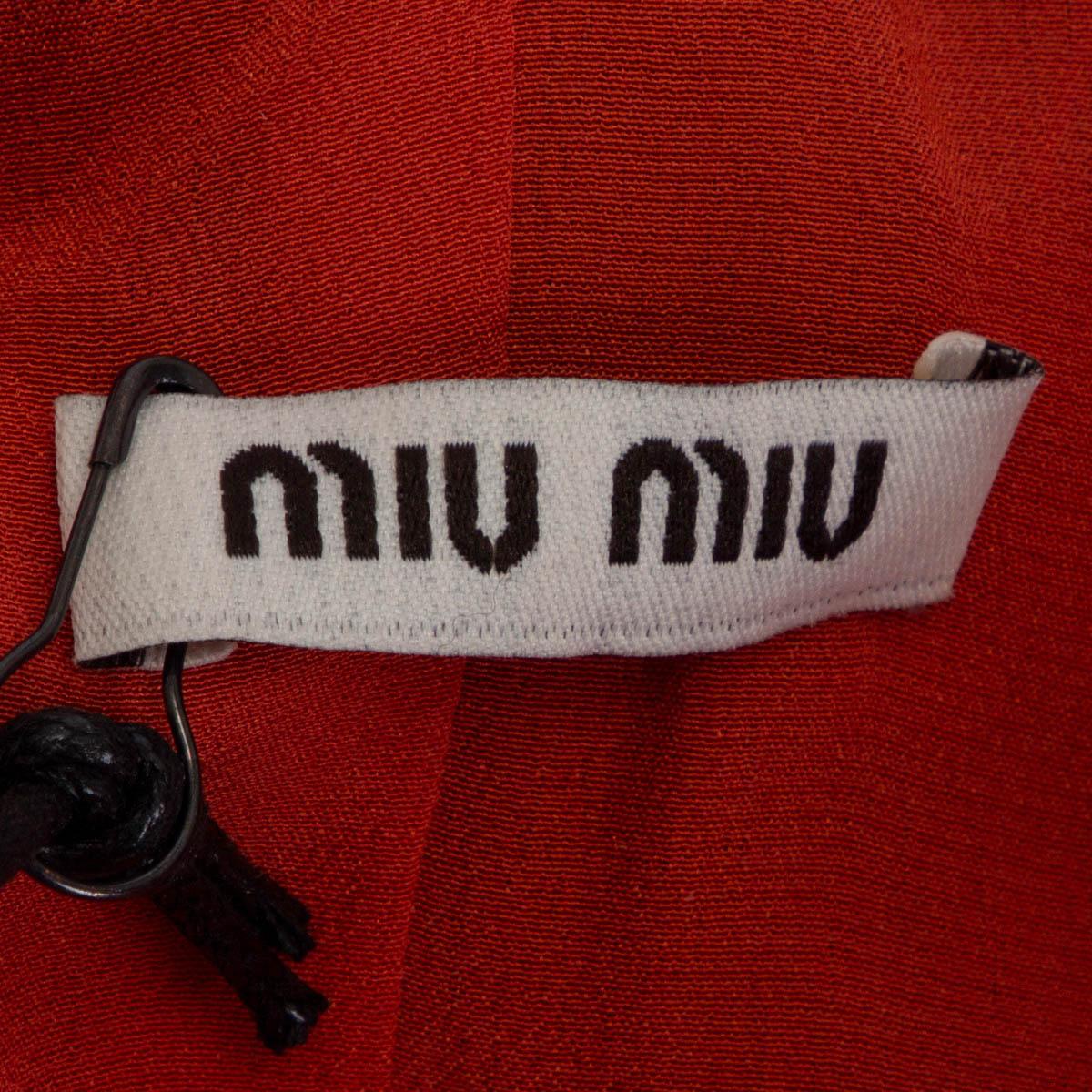 Red MIU MIU coral red orange leather EPAULETTES BIKER Jacket 42 M For Sale