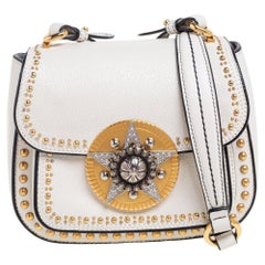 Miu Miu Cream Leather Dahlia Star Flap Crossbody Bag
