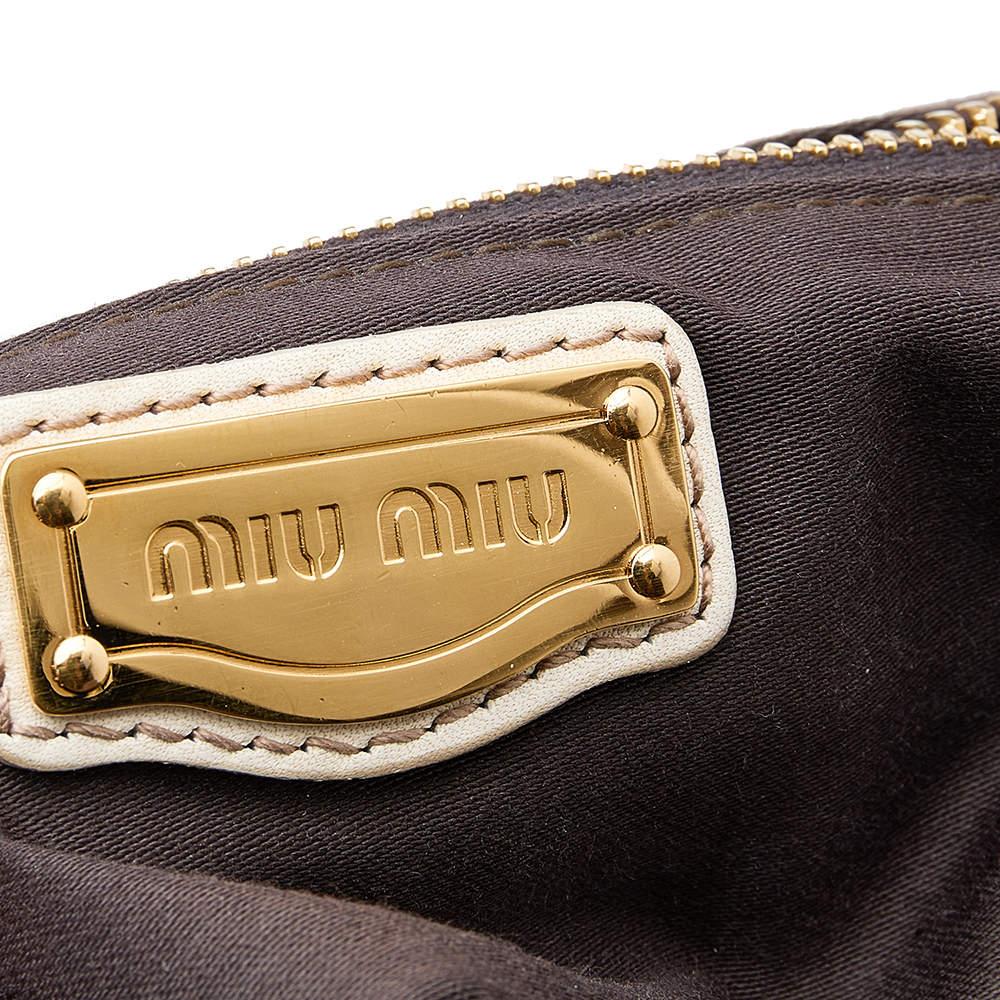 Miu Miu Cream Leather Fold Over Shoulder Bag For Sale 1