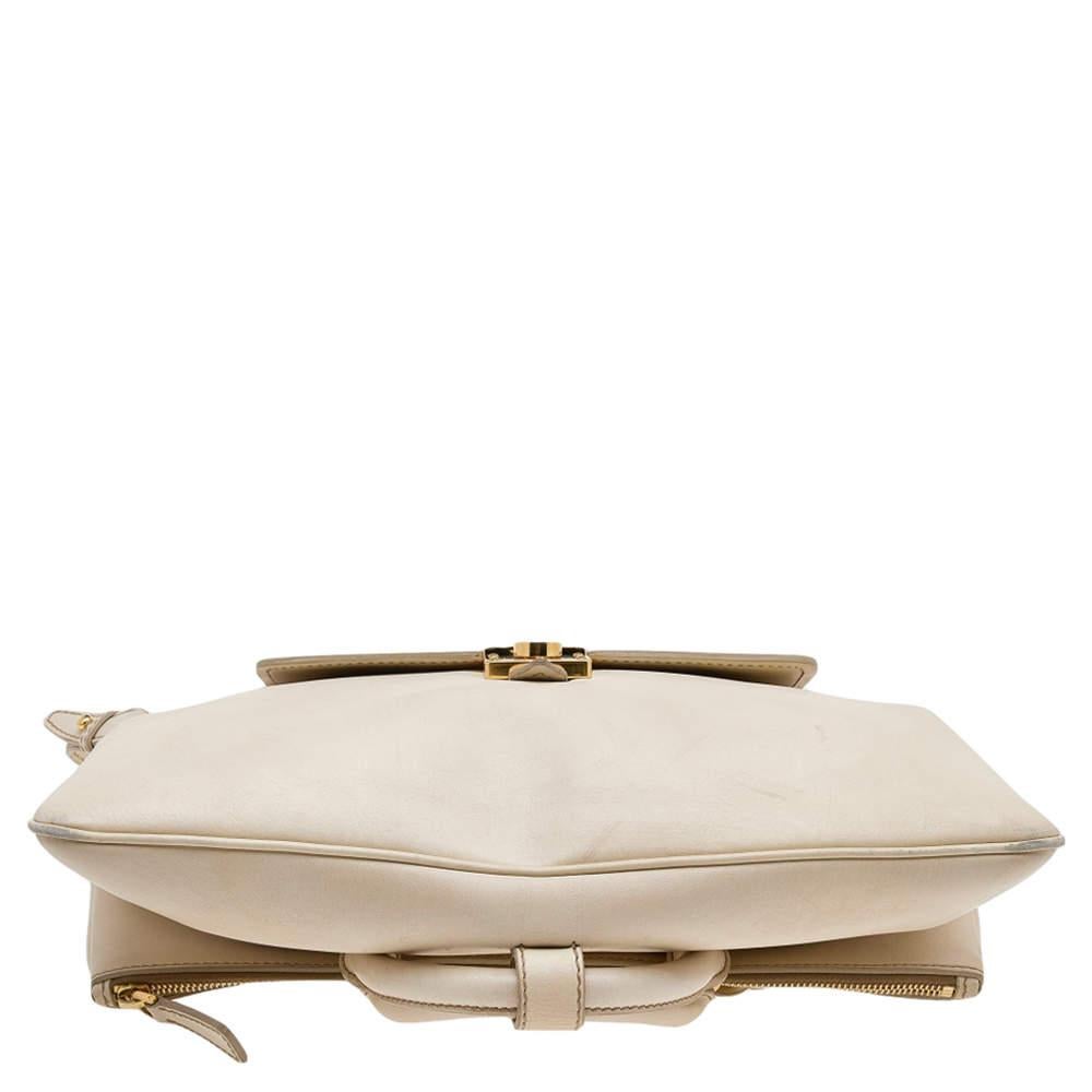 Miu Miu Cream Leather Fold Over Shoulder Bag 2