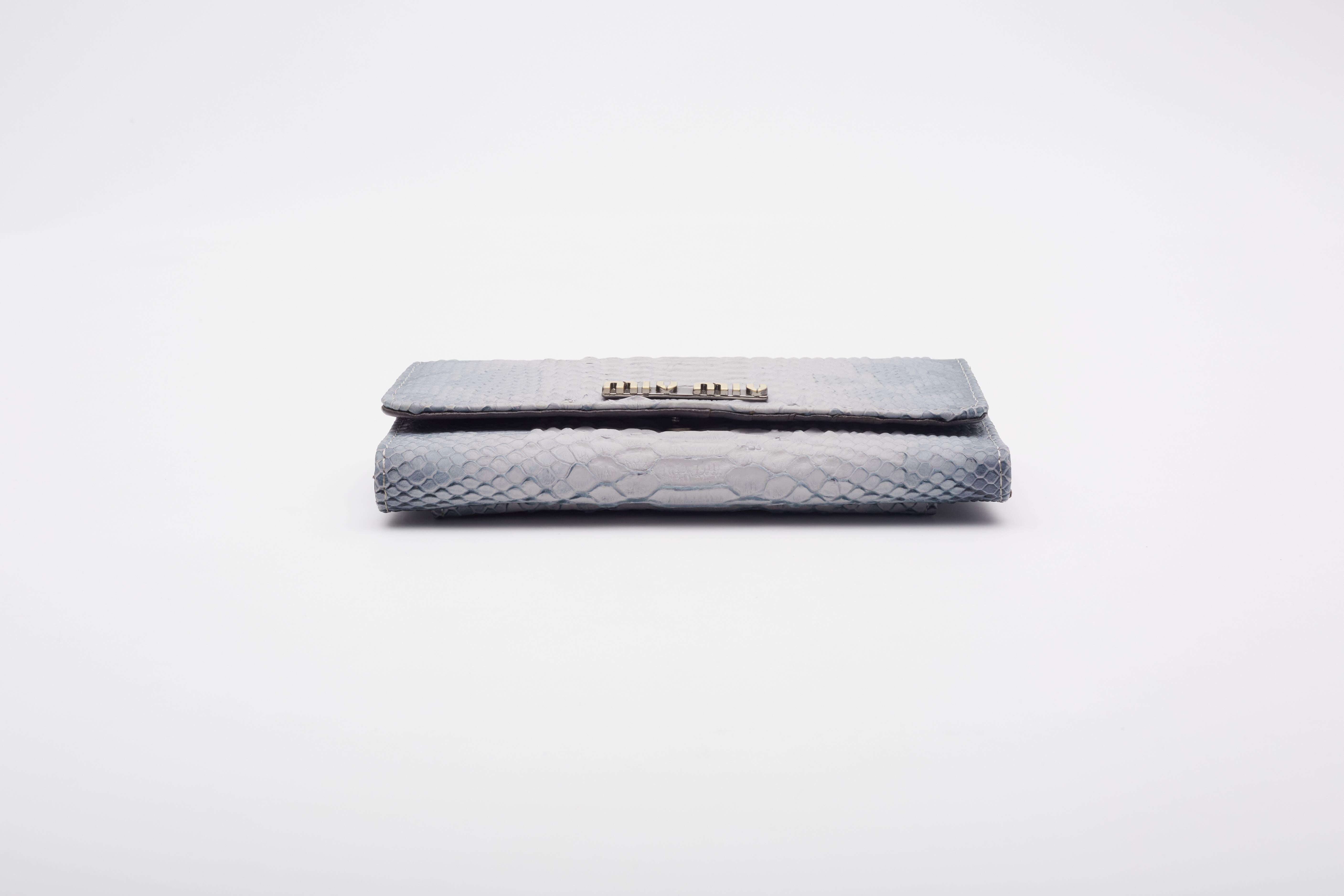 Women's or Men's Miu Miu Croc Embossed Blue Clutch Bag