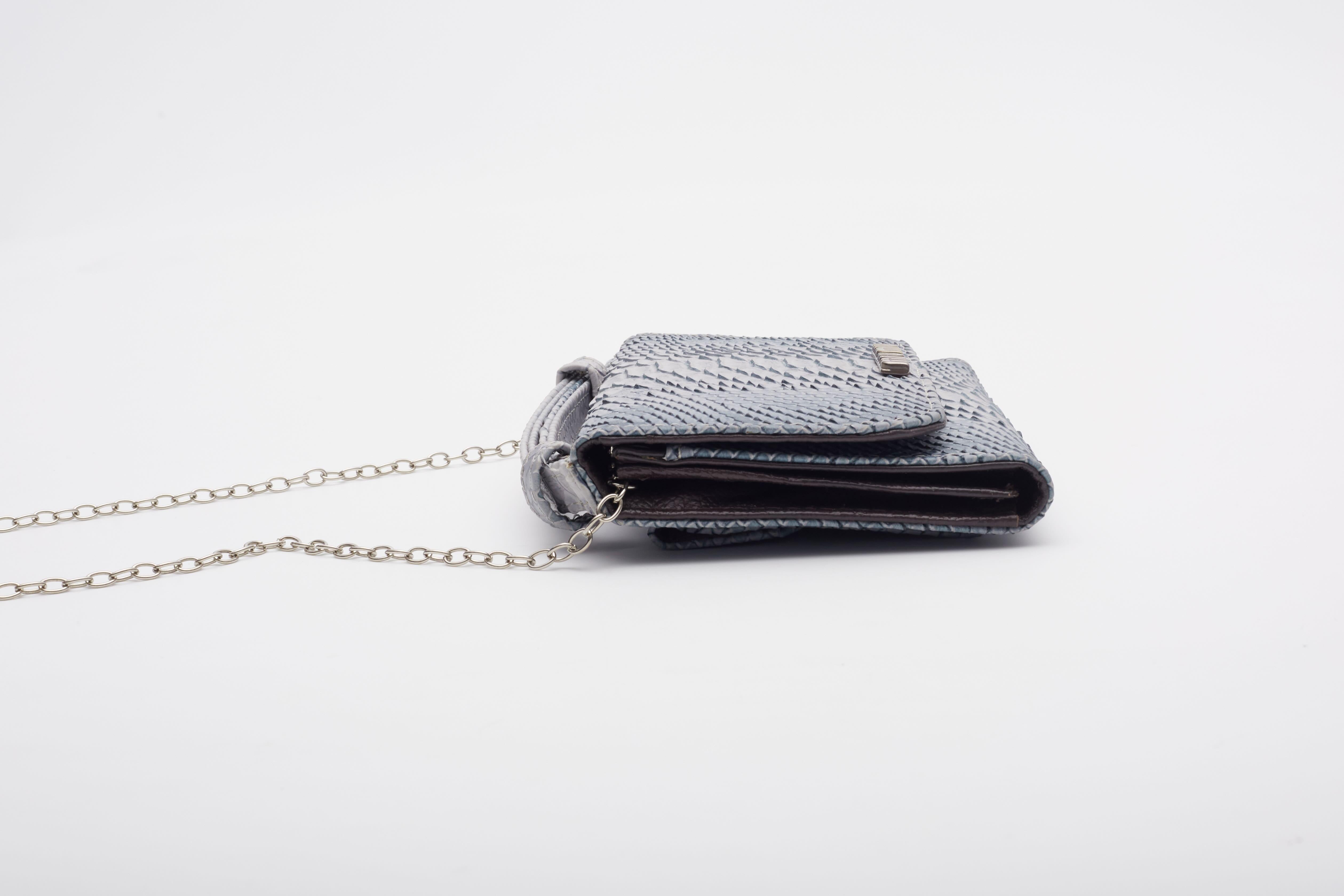 Miu Miu Croc Embossed Blue Clutch Bag 2