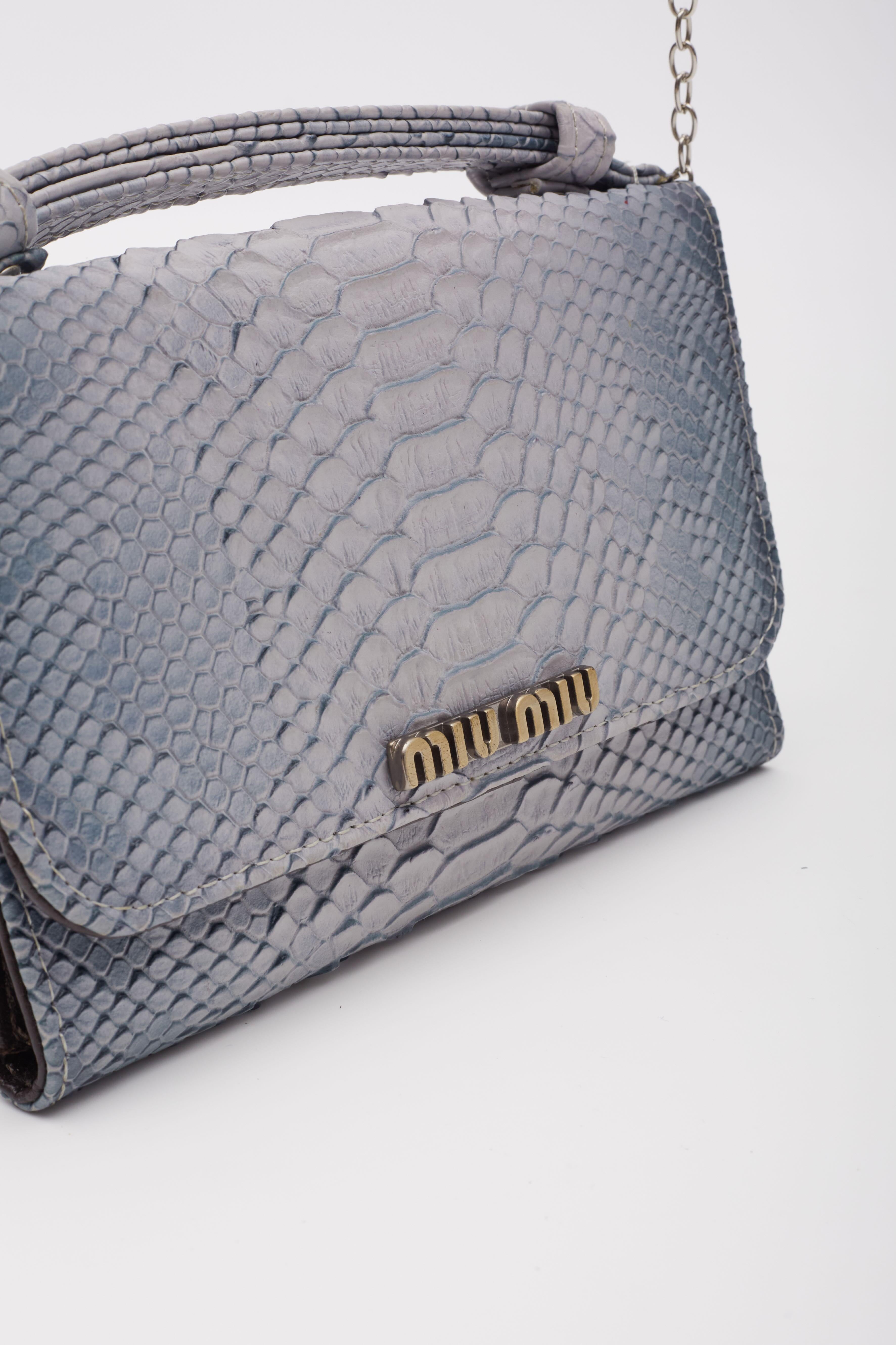 Miu Miu Croc Embossed Blue Clutch Bag 3