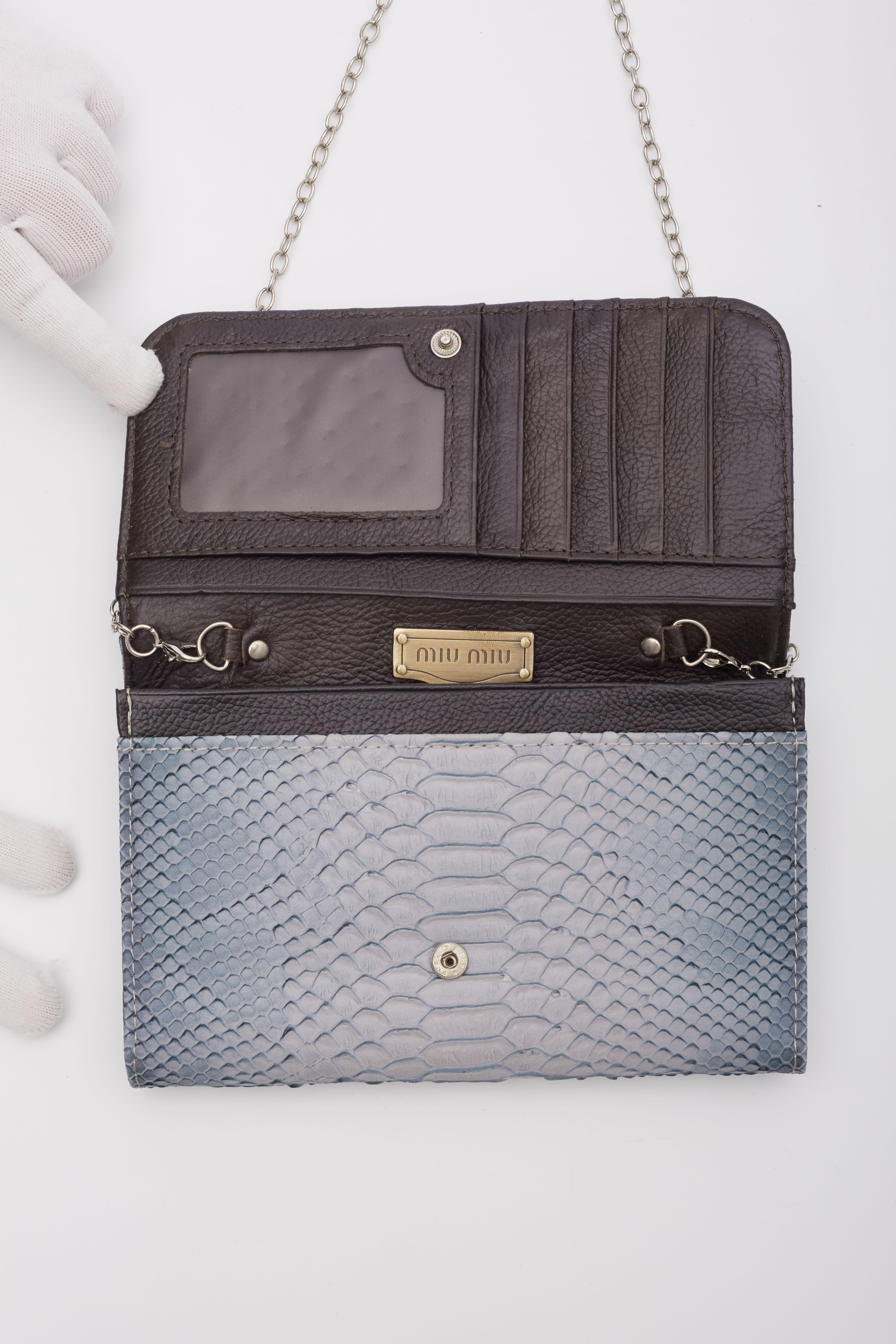 Miu Miu Croc Embossed Blue Clutch Bag 4