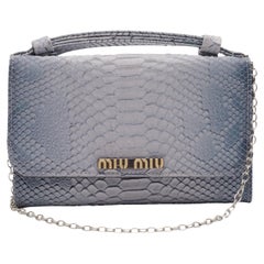 Miu Miu Croc Embossed Blue Clutch Bag