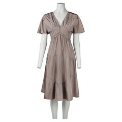 Miu Miu Croisière 2008 Taupe Silk Blend Draped Empire Waist Dress IT40