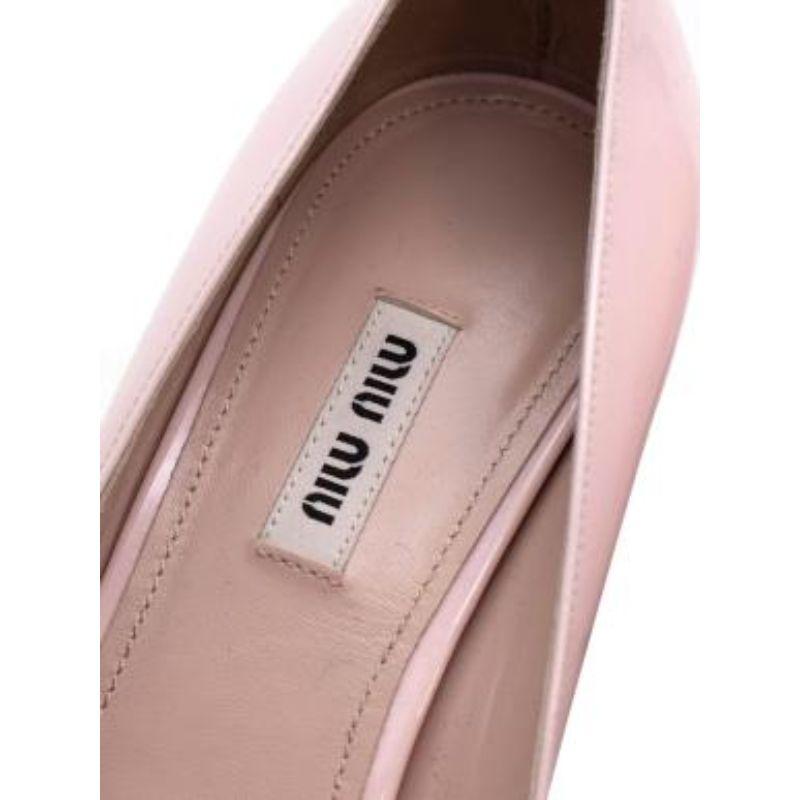 Miu Miu Crystal Block Heel Pale Pink Patent Leather Pumps For Sale at ...