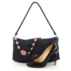 Miu Miu Crystal Clutch Matelasse Denim Large