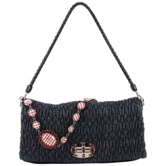 Miu Miu Crystal Clutch Matelasse Denim Large