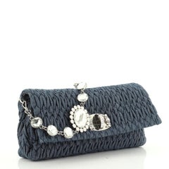 Miu Miu Crystal Clutch Matelasse Denim Small